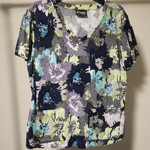 Floral Scrub Top Size L Grey's Anatomy Barco Medical Nurse Workwear